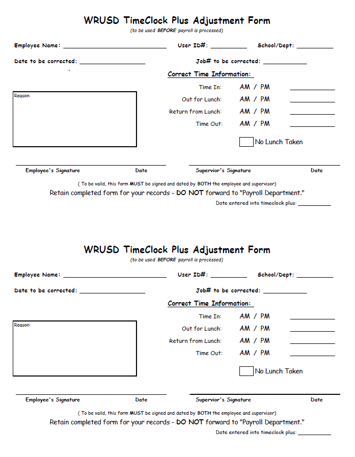 Time Adjustment Form